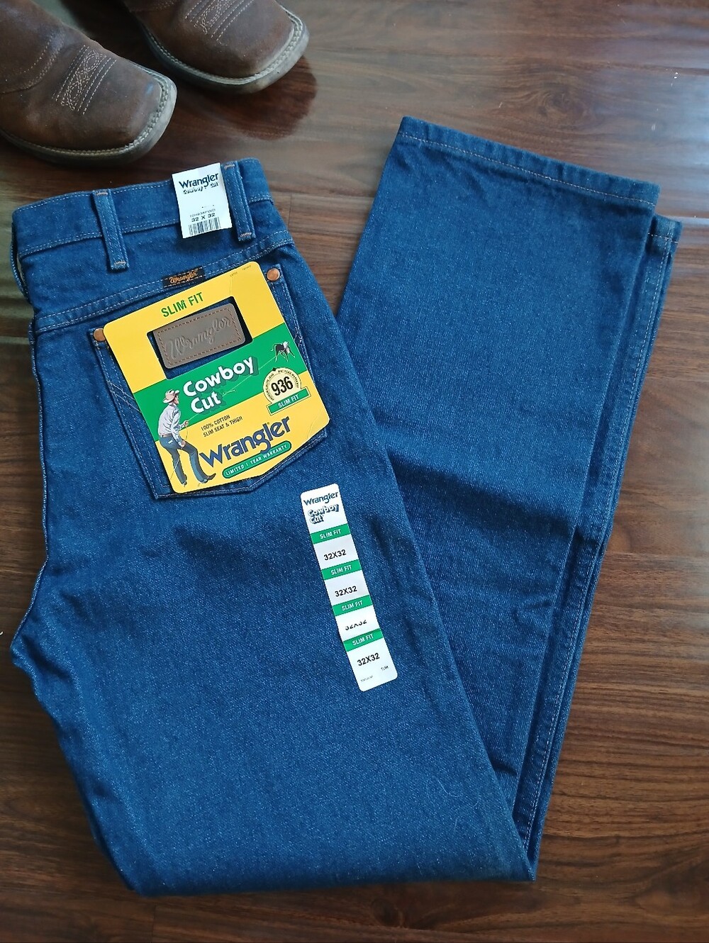 Wrangler 936 32 X 32 Cowboy Cut Slim Fit Dark Wash 100% Cotton